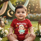 Newborn & Baby Clothing | First Eid With Personalized Name | Soft  Red Cotton