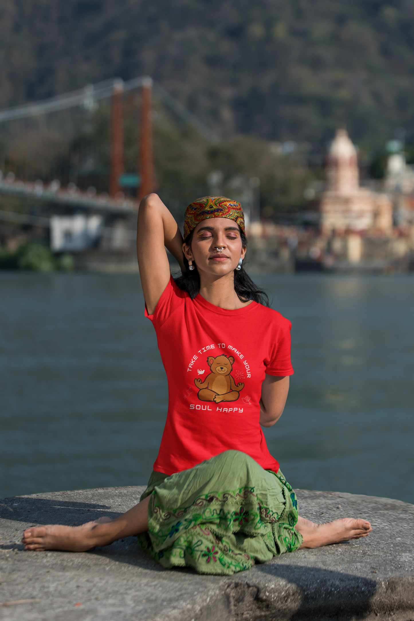 Take time and make your soul happy_ Red Yoga Tee