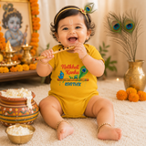 Natkhat Kanha with customised baby name _Yellow Onesie