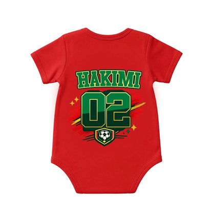 New Born & Baby clothing | Morocco Football Fan Baby Romper with Customized Baby Name Printed | Soft Cotton