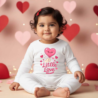 New Born & Baby Clothing | Baby’s First Valentine Outfit - Little Love With Customized Baby Name  | Soft Cotton