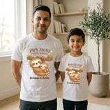 New Born & Baby Clothing | Papa Sloth & Baby Sloth Together Father & Son Twinning Black Sets | Soft T-shirt