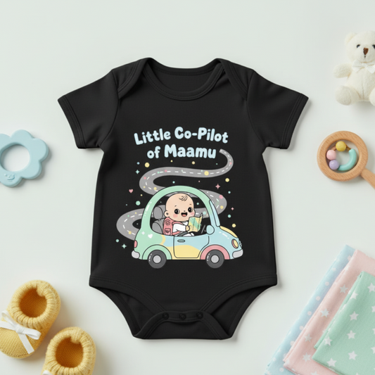 Litte Co-Pilot Of Maamu  infant onesie_ Black