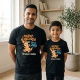 New Born & Baby Clothing | Papa Kangaroo & Baby Kangaroo Together Father & Son Twinning Black Sets | Soft T-shirt