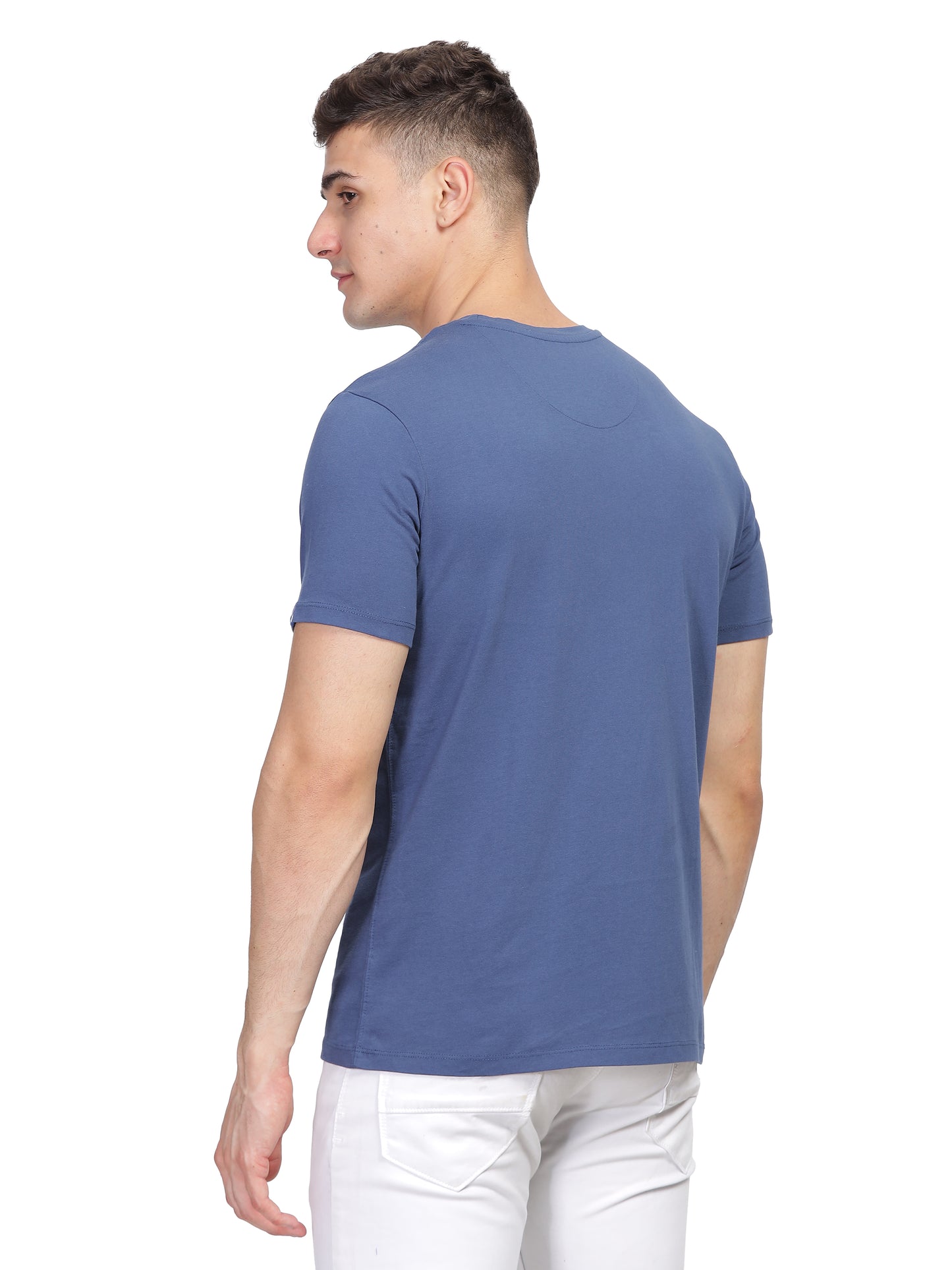 Men Round Neck Premium Organic Cotton Commenced Tshirt - Yale Blue