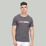 Men Round Neck Premium Organic Cotton Commenced Tshirt - charcoal grey