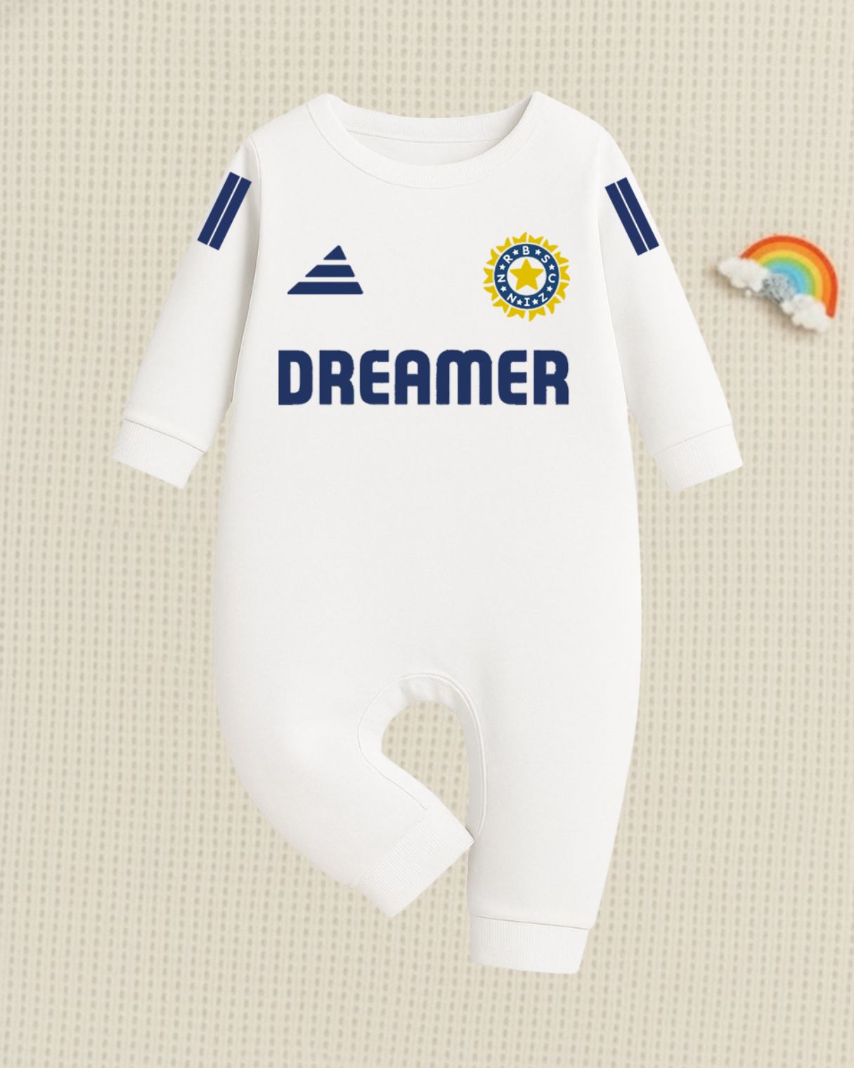 Indian Jersey Romper With Customized Baby Name _ Full  White Romper