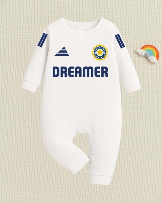 Indian Jersey Romper With Customized Baby Name _ Full  White Romper