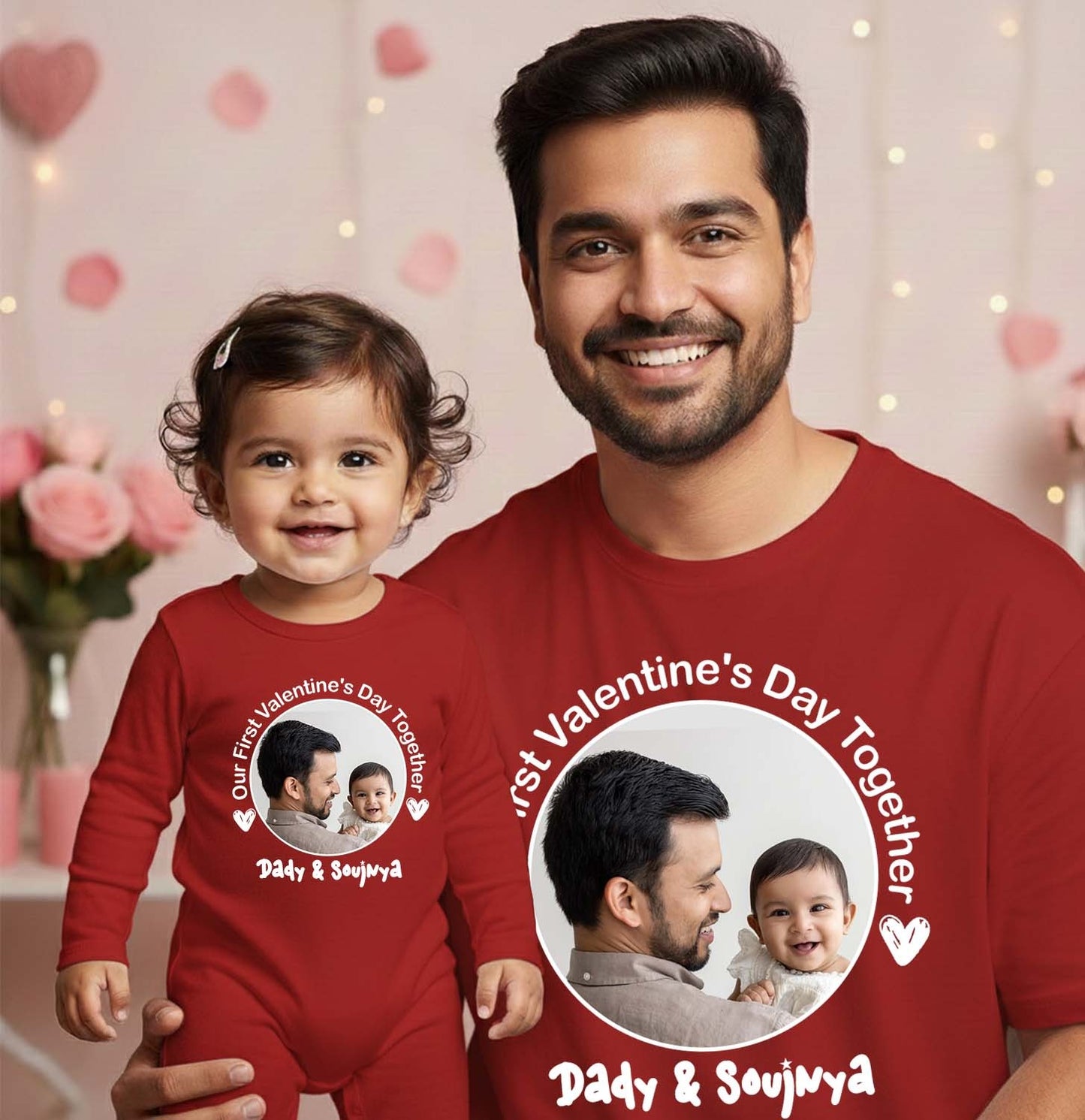 New Born & Baby Clothing | Baby’s First Valentine Outfit – Our First Valentine's Day Together  With The Kid Customized Name and Picture Combo  | Soft Cotton