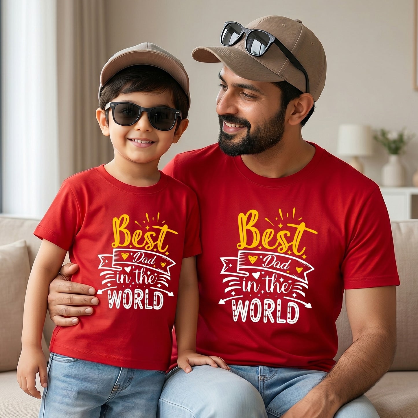 New Born & Baby Clothing | Best Dad In The World & Best Son In The World Twinning Sets T-shirt | Soft Cotton