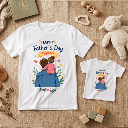 New Born & Baby Clothing | Happy Father's Day Together Dad & Daughter Twinning White Sets T-shirt  | Soft T-shirt