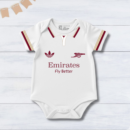 New Born & Baby clothing | ⚽ Future Arsenal Star Baby Romper with Customized Baby Name Printed | Soft Cotton