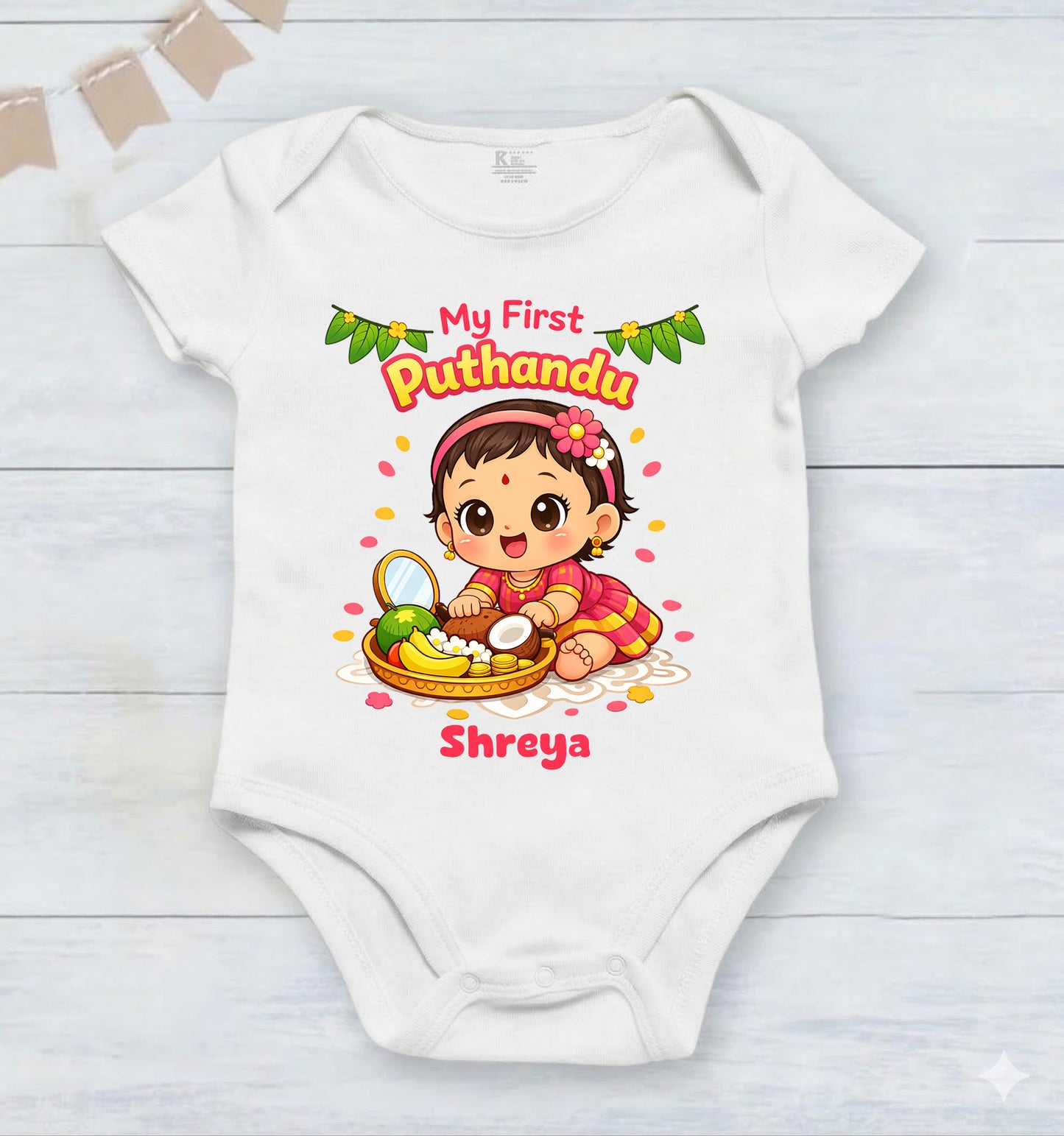 New Born & Baby Clothing | My First Puthandu With Customised Baby Girl Name | Soft Cotton