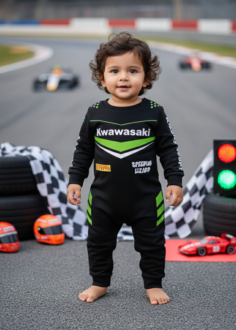 New Born & Baby clothing |Racer Baby Photoshoot Outfit for Baby with Customized Baby Name Printed | Soft Cotton