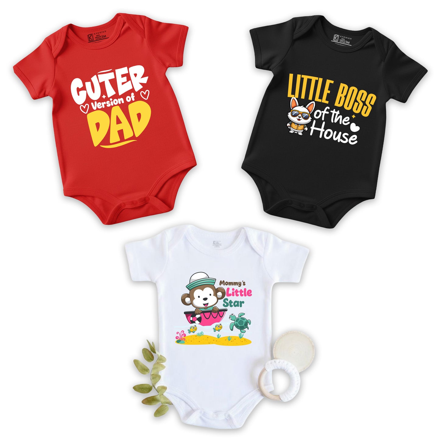New Born & Baby Clothing | Graphic 3 Colours Soft Cotton Bodysuits | Soft Cotton