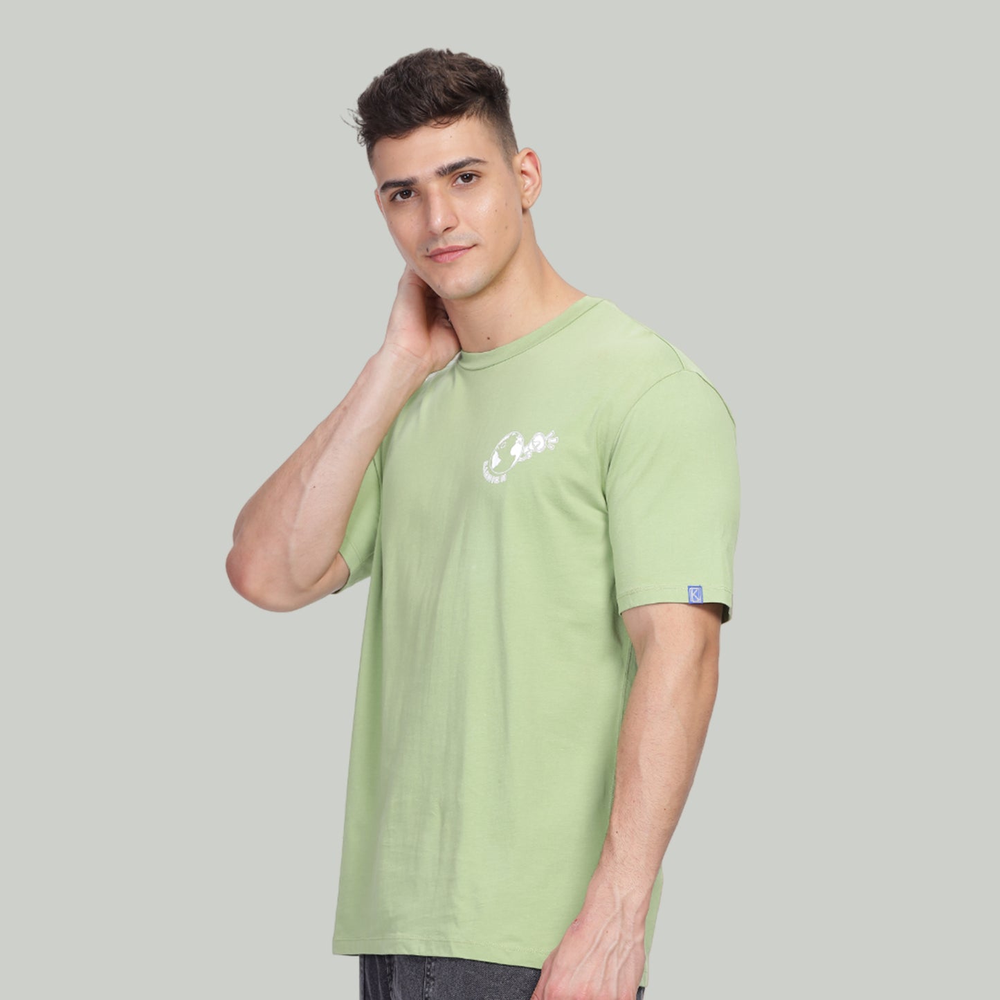 Men Drop-shoulder Loose Fit premium organic cotton Eco Tshirt Sage Green