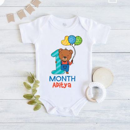 Infant monthly birthday 12 Months of Love Onesie