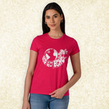 Women Round Neck Premium Organic Cotton ECO Tee Bright Rose