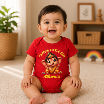 Bappa's Little Fan with customised name_Red Onesie