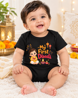 My First Diwali _  Black Onesie