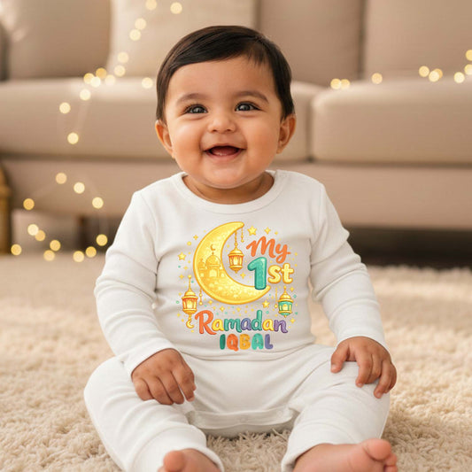 Newborn & Baby Clothing | Baby My First Eid Romper with Personalized Name | Soft Cotton