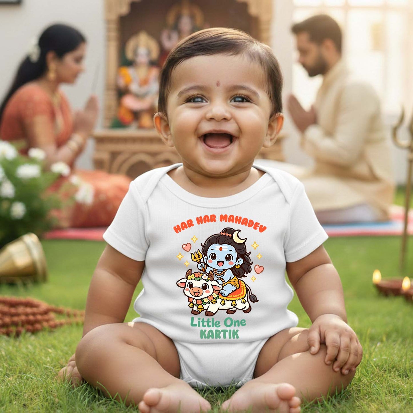 New Born & Baby Clothing | Baby’s Har Har Mahadev Outfit With Customized Baby Name | Soft Cotton