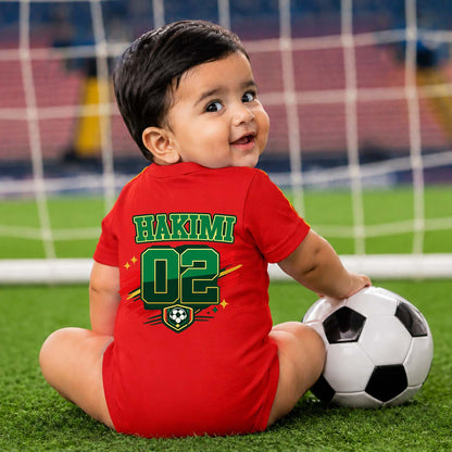 New Born & Baby clothing | Morocco Football Fan Baby Romper with Customized Baby Name Printed | Soft Cotton