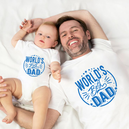 Father's Day Twinning Sets World's Best Dad T-shirt and onesie _white