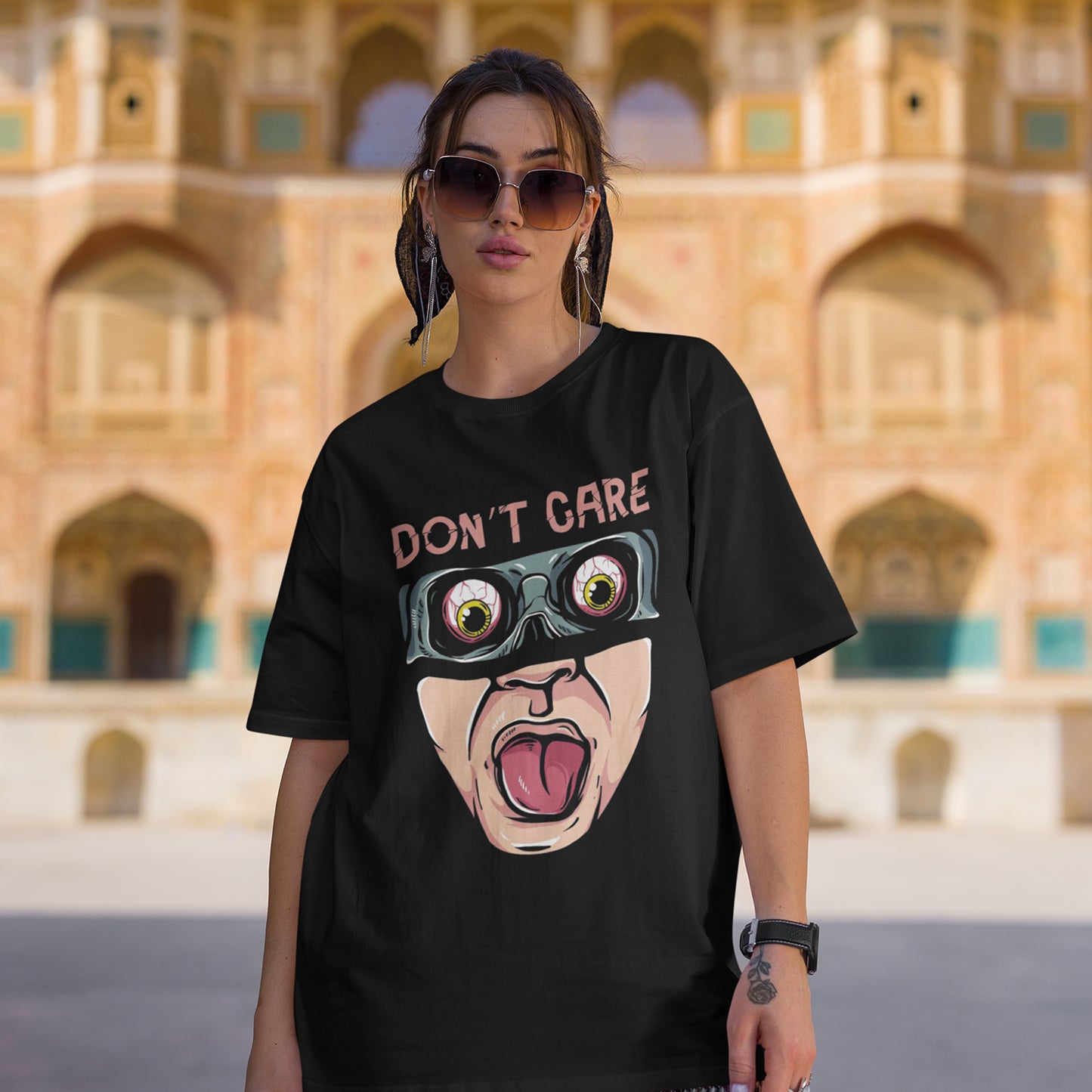 Don't Care Women Oversized Tee