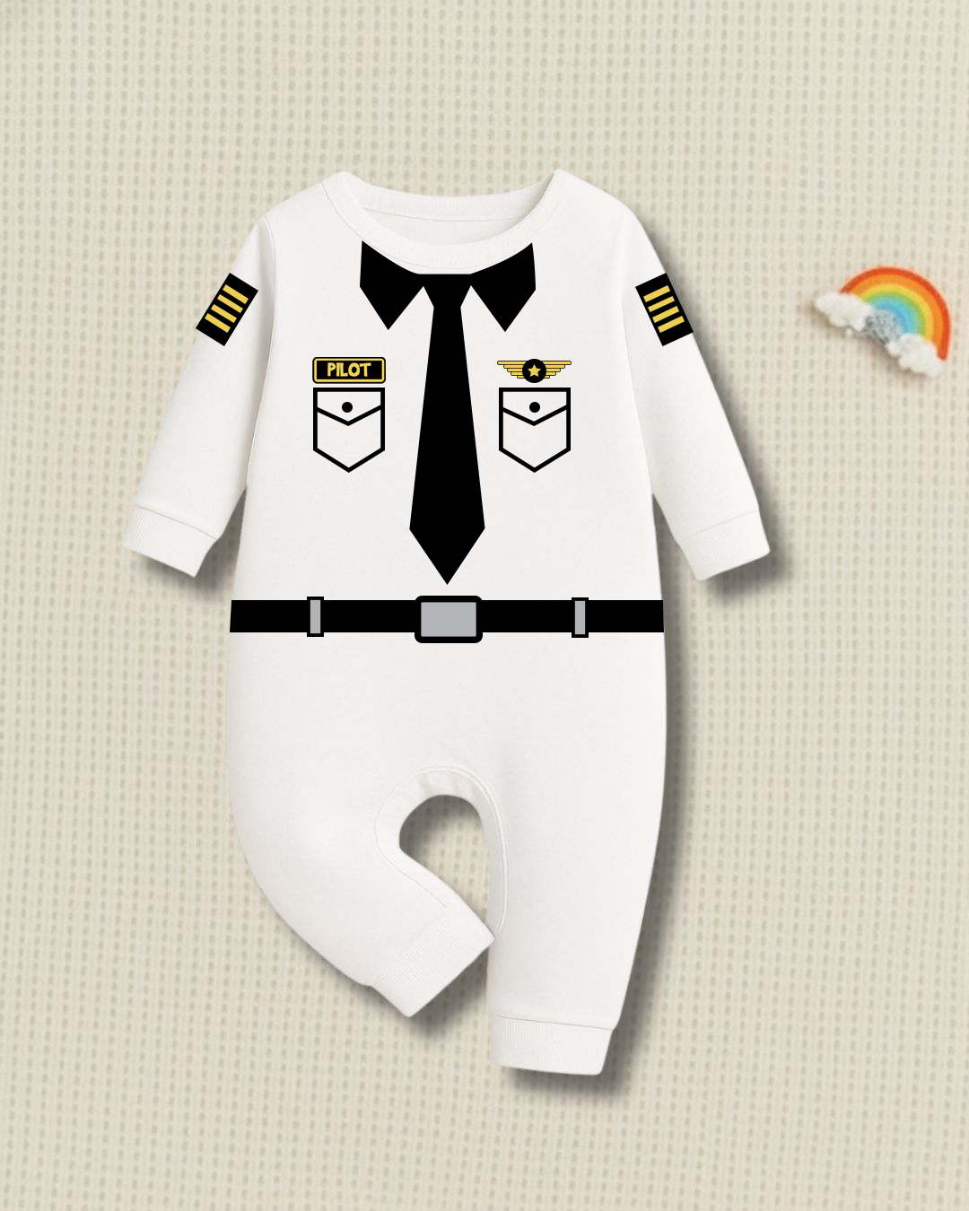 Cute Professional Future Captain Pilot Baby Photoshoot Outfit With Customized Baby Name for Newborns & Infants | Soft Romper Cotton