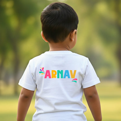 New Born & Baby Clothing | Baby Let's Play  Holi T-shirt With Customized Baby Name At The Back | Soft Cotton