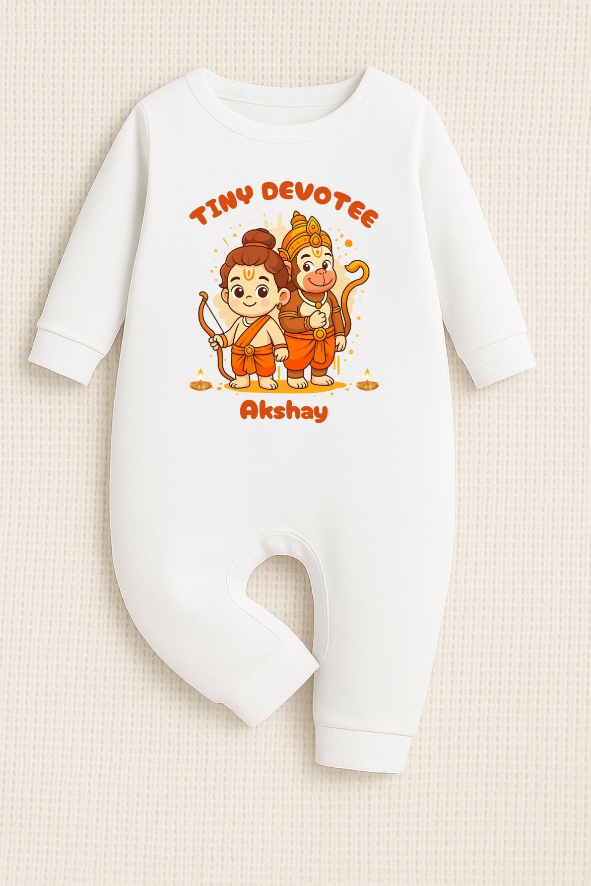 Tiny Devotee With Customized Baby Name _ Full White Romper