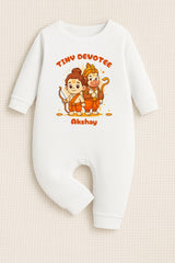 New Born & Baby Clothing | Tiny Devotee With Customized Baby Name White Romper |  | Soft Cotton