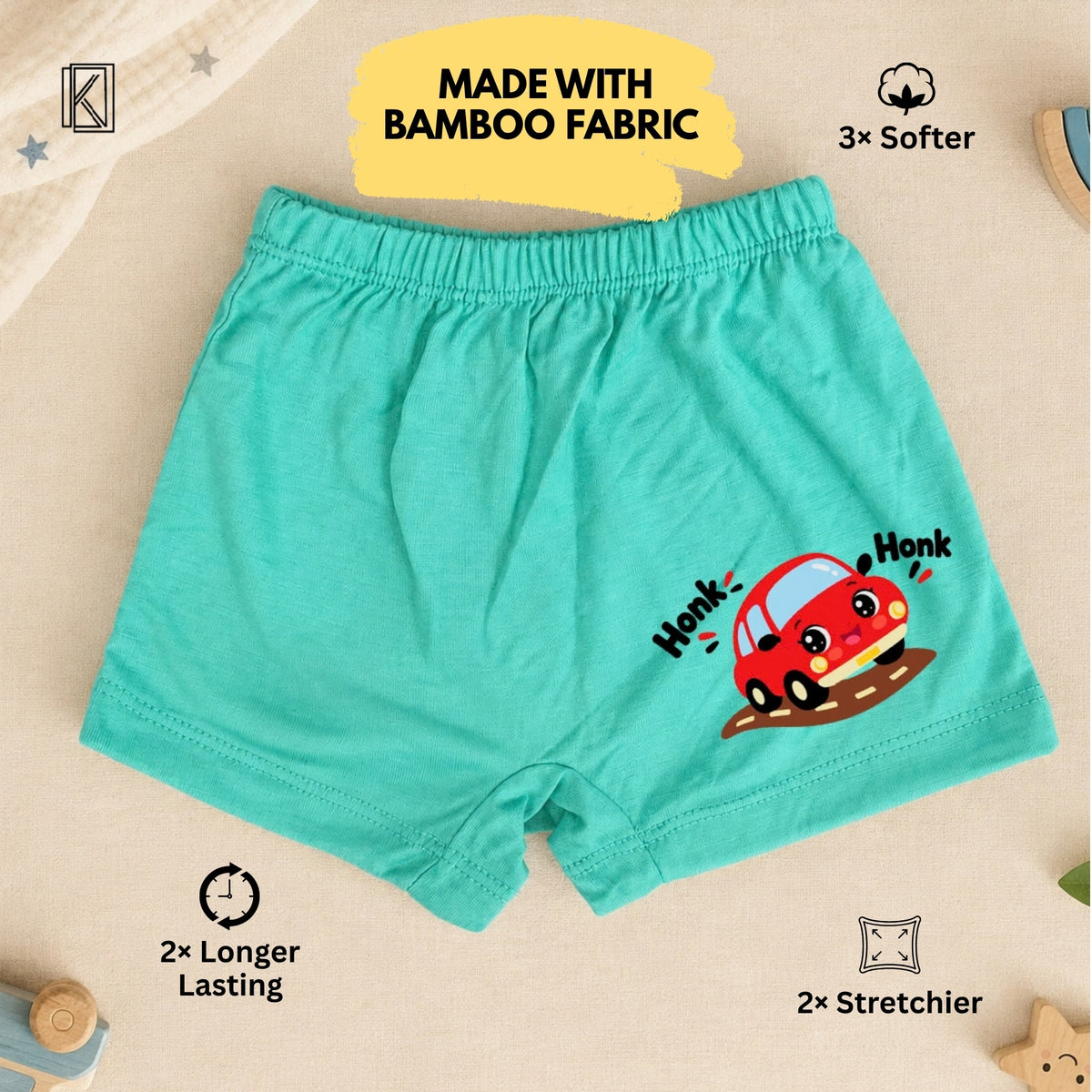 New Born & Baby Clothing | Bamboo Baby Shorts – Cute Racing Car Print 🏎️ | Soft Cotton (Copy)
