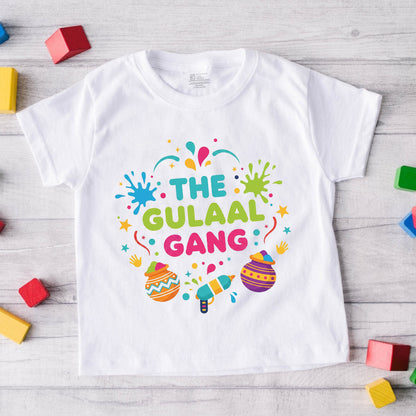 New Born & Baby Clothing | Baby The Gulaal Gang Holi T-shirt With Customized Baby Name At The Back | Soft Cotton