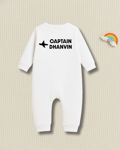 Cute Professional Future Captain Pilot Baby Photoshoot Outfit With Customized Baby Name for Newborns & Infants | Soft Romper Cotton