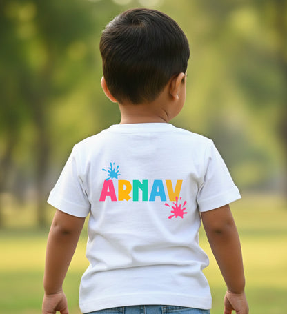 New Born & Baby Clothing | Baby The Gulaal Gang Holi T-shirt With Customized Baby Name At The Back | Soft Cotton