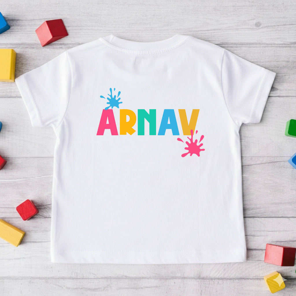 New Born & Baby Clothing | Baby The Gulaal Gang Holi T-shirt With Customized Baby Name At The Back | Soft Cotton
