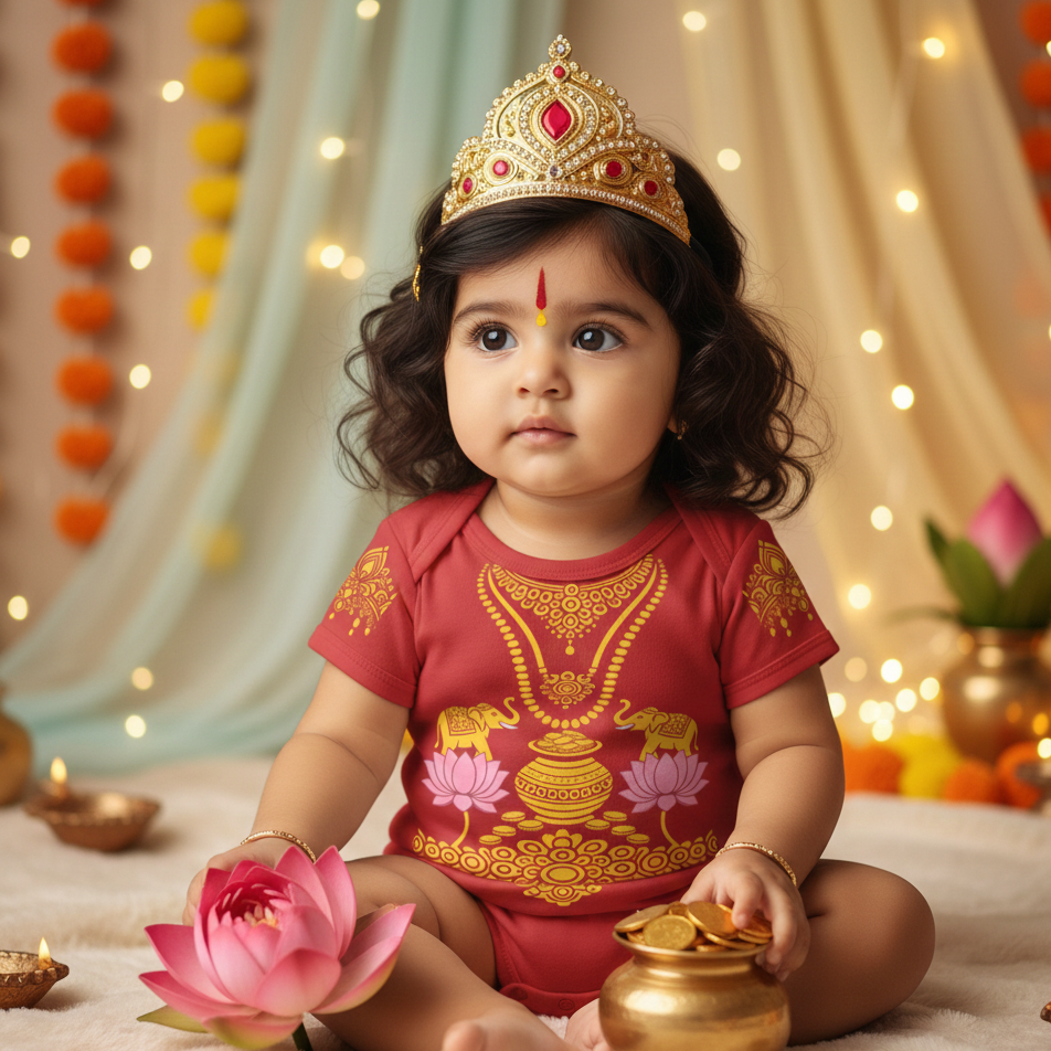 Little Lakshmi Devi  Of The Home _ Red Onesies
