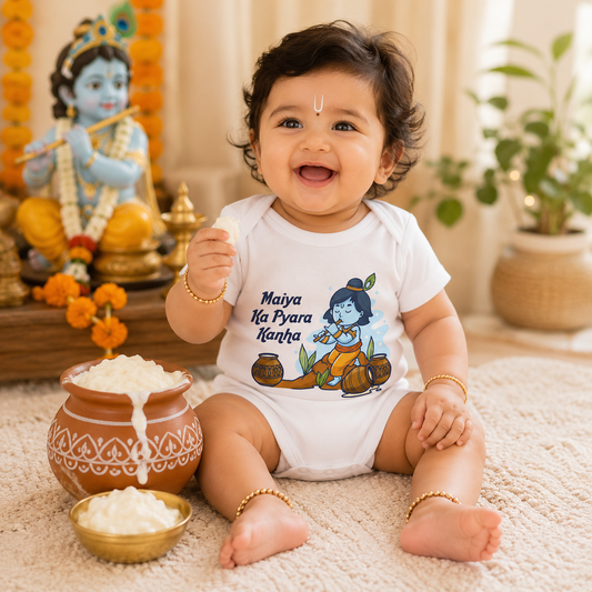 Maiya ka pyara kanha _White Onesie