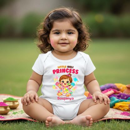 New Born & Baby Clothing | Little Holi Princess First Holi With Customized Baby Name | Soft Cotton