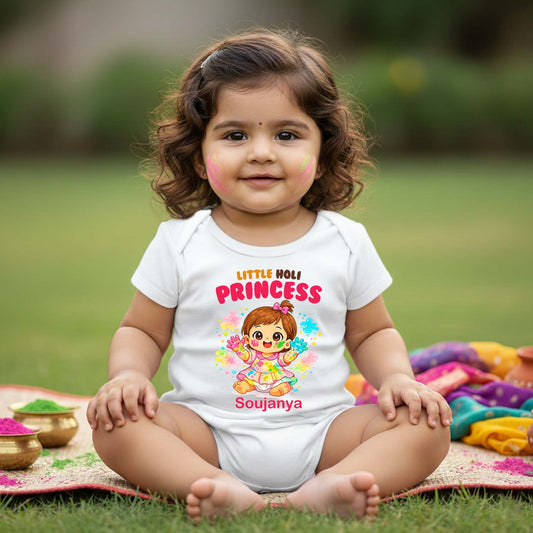 New Born & Baby Clothing | Little Holi Princess First Holi With Customized Baby Name | Soft Cotton