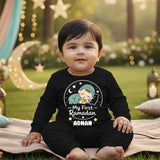 Newborn & Baby Clothing | Baby My First Ramadhan With Personalized Baby Name Black Full Romper  | Soft Cotton