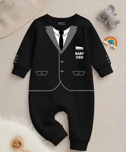 Cute Baby CEO  Baby Photoshoot Outfit With Customized Baby Name for Newborns & Infants | Soft Cotton Black Romper