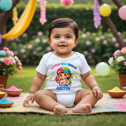 New Born & Baby Clothing | Little Holi Champ With Customized Baby Name | Soft Cotton