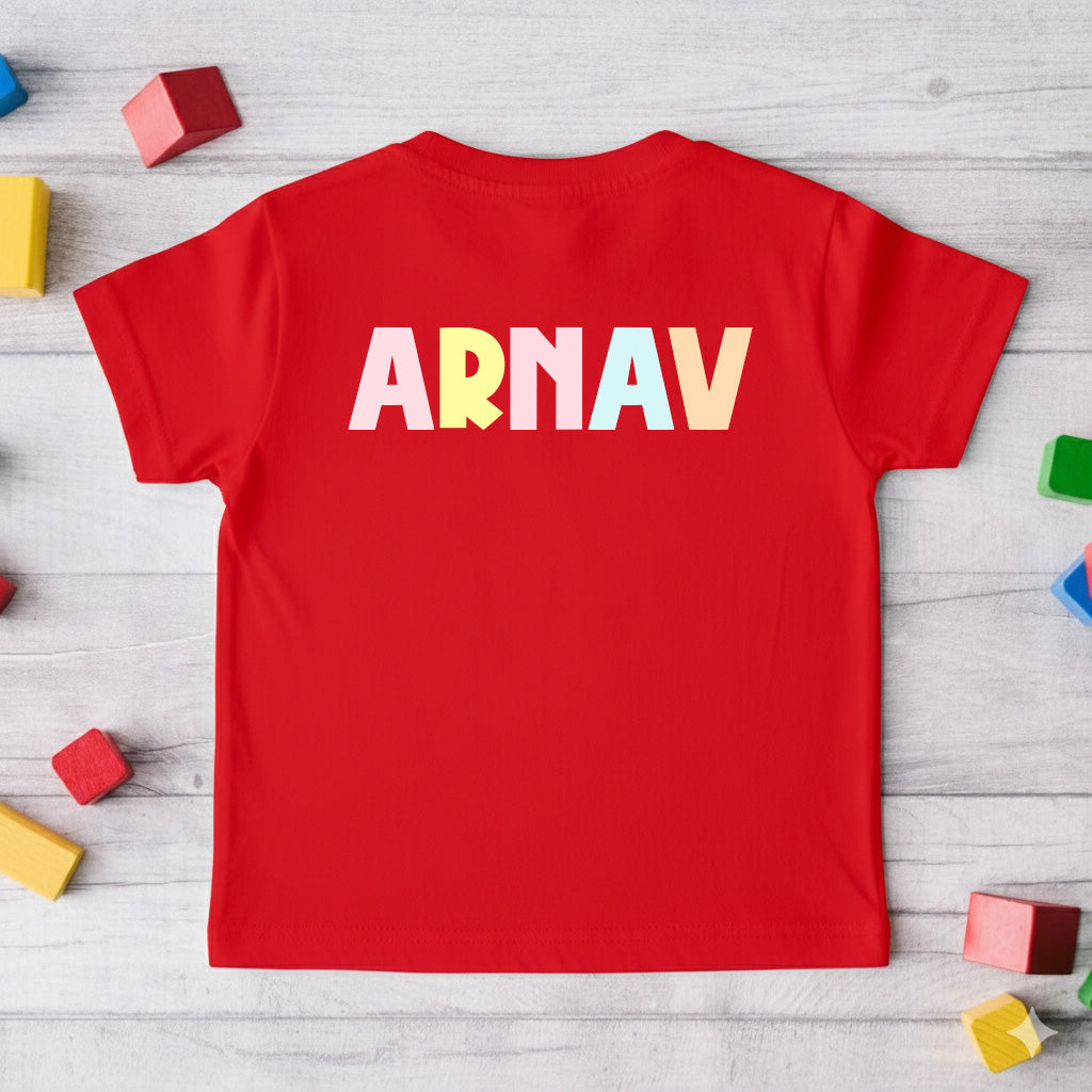 New Born & Baby Clothing | Baby Holi T-shirt With Customized Baby Name At The Back | Soft Red Cotton T-shirt