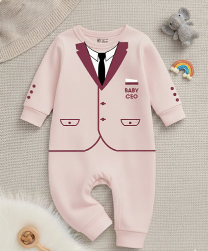 Cute Baby CEO  Baby Photoshoot Outfit With Customized Baby Name for Newborns & Infants | Soft Cotton Pink Romper