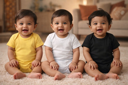 New Born & Baby Clothing | Plain Soft Cotton 3 colour combo Rompers | Soft Cotton