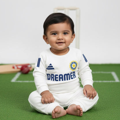 Indian Jersey Romper With Customized Baby Name _ Full  White Romper
