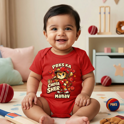 New Born & Baby Clothing | PBKS Ka Chota Sher With Customized Baby Name | Soft Cotton